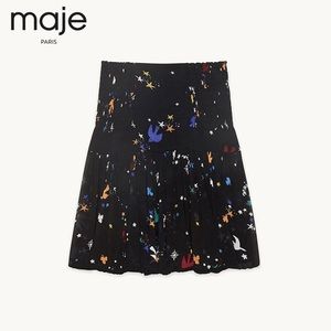 NWOT Maje bird-print chiffon skirt size 2